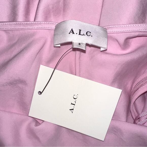 NWT ALC Sienna Strappy Cut Out Back Pink Halter Satin Slip Dress in Tube Rose 8 - Picture 5 of 9